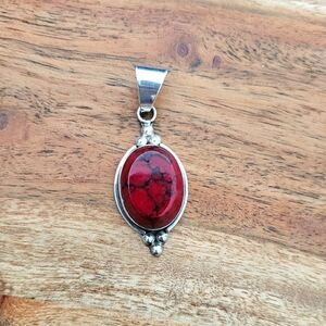 Vintage Mexico 925 Red Jasper Pendant